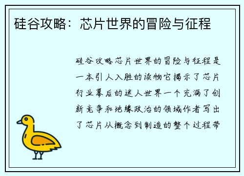 硅谷攻略：芯片世界的冒险与征程